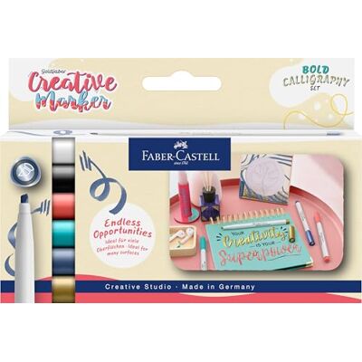 Faber-Castell 160906 – Goldfaber Creative Marker Set, 6 tuschpennor, vattenfasta pennor Bold Calligraphy Faber-Castell 160906 – Goldfaber Creative Marker Set, 6 tuschpennor, vattenfasta pennor Bold Calligraphy