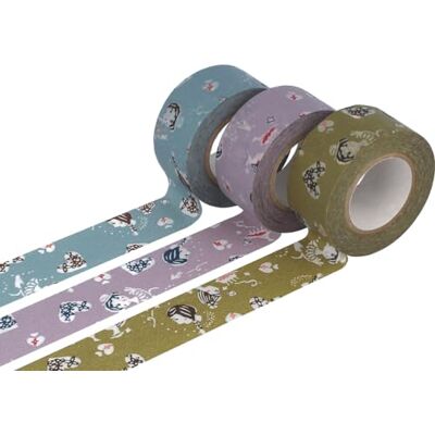 Classiky Set med 3 maskeringstejp washi kratzer blandade färger 15 mm x 15 m Classiky Set med 3 maskeringstejp washi kratzer blandade färger 15 mm x 15 m