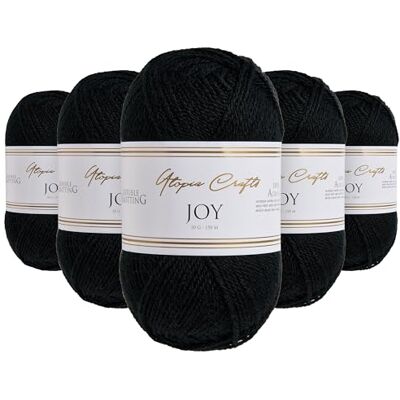 Utopia Crafts JOY DK stickning garn 5 x 50 g – 100% akryl (svart) Utopia Crafts JOY DK stickning garn 5 x 50 g – 100% akryl (svart)