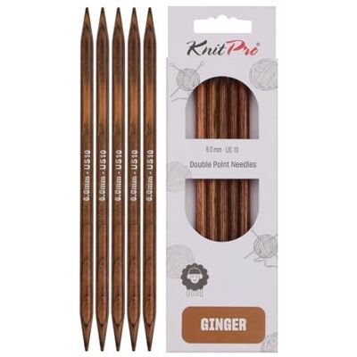 KnitPro Ginger dubbla stickor – 12,5 cm x 6 mm, 5-pack KnitPro Ginger dubbla stickor – 12,5 cm x 6 mm, 5-pack