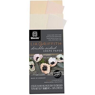 Lia Griffith Kräppapper rulle dubbelsidigt kräppapper, vika, rulla 6,7 kvadratfot rouge och chiffong, kronblad och persika Lia Griffith Kräppapper rulle dubbelsidigt kräppapper, vika, rulla 6,7 kvadratfot rouge och chiffong, kronblad och persika