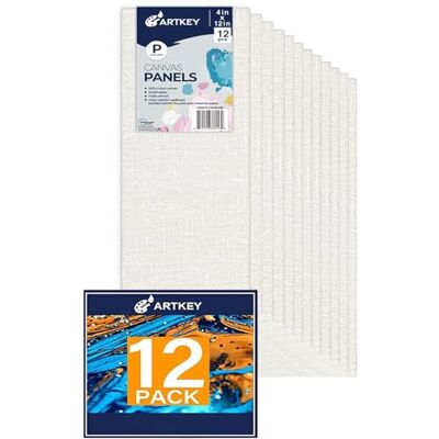 Artkey Dukpaneler 100 x 30 cm 12-pack, 295 ml grundad 100% bomull vita tomma dukar för målning, långa platta canvasbrädor för olja akryl akvarell och tempera färger Artkey Dukpaneler 100 x 30 cm 12-pack, 295 ml grundad 100% bomull vita tomma dukar för målning, långa platta canvasbrädor för olja akryl akvarell och tempera färger