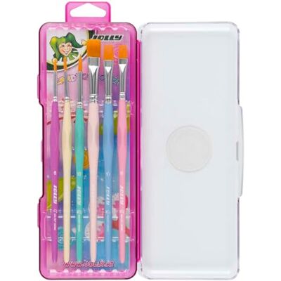 JOLLY Trekantsborstset, godisfärger, 6 målarborstar med toray-hår, pastellfärger, ergonomiskt triangulärt handtag, för täckfärger, vattenfärger, temperament, skola JOLLY Trekantsborstset, godisfärger, 6 målarborstar med toray-hår, pastellfärger, ergonomiskt triangulärt handtag, för täckfärger, vattenfärger, temperament, skola