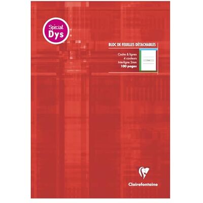 Clairefontaine 6128C Bloc écriture spécial Dys encollé 21x29,7cm 100 pages détach. cadre & lignes 4 couleurs Interligne 2 mm Clairefontaine 6128C Bloc écriture spécial Dys encollé 21x29,7cm 100 pages détach. cadre & lignes 4 couleurs Interligne 2 mm