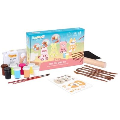 Jovi Gör-det-själv Kawaii karaktärer – lufttorkande lera pysselsats – inkluderar härdad pasta, färg och modelleringsverktyg Jovi Gör-det-själv Kawaii karaktärer – lufttorkande lera pysselsats – inkluderar härdad pasta, färg och modelleringsverktyg