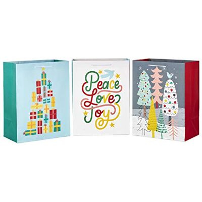 Hallmark Blandade extra stora 43 cm presentpåsar, 3 designträd, jumbo, ljust och djärvt paket Hallmark Blandade extra stora 43 cm presentpåsar, 3 designträd, jumbo, ljust och djärvt paket