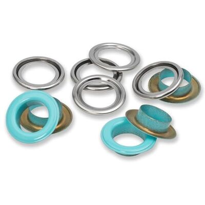 Prym 542567 öljetter med skivor, mint/silverfärgade bitar, Ø 14 mm, 15 Prym 542567 öljetter med skivor, mint/silverfärgade bitar, Ø 14 mm, 15