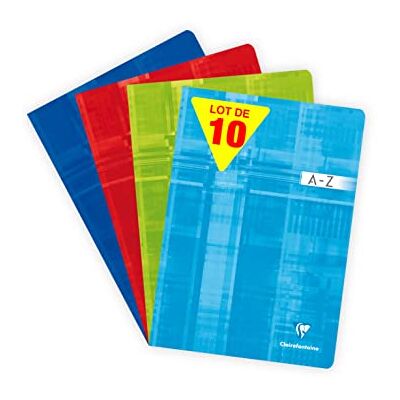 Clairefontaine 3169C stapelbundna indexerade böcker, A4, kvadratisk, 90 g, 48 ark blandade färger, paket med 10 Clairefontaine 3169C stapelbundna indexerade böcker, A4, kvadratisk, 90 g, 48 ark blandade färger, paket med 10