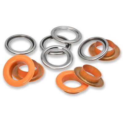 Prym 542566 öljetter med skivor, orange/silverfärgade bitar, Ø 14 mm, 15 Prym 542566 öljetter med skivor, orange/silverfärgade bitar, Ø 14 mm, 15