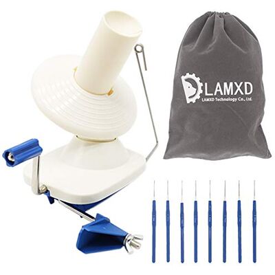 LAMXD Garnboll uppdragare handdrift, kapacitet 113 g, blå, bärbart paket, lätt att installera och använda, robust med metallhandtag och bordsklämma, inklusive 8 storlekar virkkrokar set LAMXD Garnboll uppdragare handdrift, kapacitet 113 g, blå, bärbart paket, lätt att installera och använda, robust med metallhandtag och bordsklämma, inklusive 8 storlekar virkkrokar set