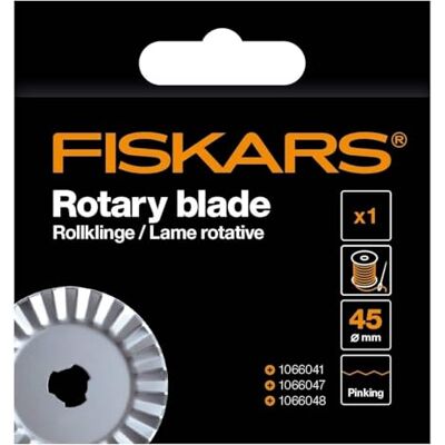 Fiskars Original Reservblad, Titanrullblad för Sicksacksnitt Inkl.. Bladhållare, Ø 45 mm, Stål med Titanbeläggning, 1066045 Fiskars Original Reservblad, Titanrullblad för Sicksacksnitt Inkl.. Bladhållare, Ø 45 mm, Stål med Titanbeläggning, 1066045