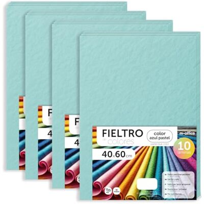 m-office Hantverksfilt, färgfilt, mjukt och flexibelt, material för sömnad, lappverkstyger, perfekt för gör-det-själv-projekt, hantverk eller dekoration, 40 x 60 cm (pastellblå, 40 st) m-office Hantverksfilt, färgfilt, mjukt och flexibelt, material för sömnad, lappverkstyger, perfekt för gör-det-själv-projekt, hantverk eller dekoration, 40 x 60 cm (pastellblå, 40 st)