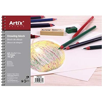 MP -ARTIX, skissblock med spiral, 42 x 29,7 cm, perfekt för att rita med kol, penna, markörpenna, vaxer eller färger MP -ARTIX, skissblock med spiral, 42 x 29,7 cm, perfekt för att rita med kol, penna, markörpenna, vaxer eller färger