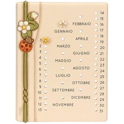 THUN Väggkalender, keramik; silikonlock, plastkrok, dubbelhäftande tejp, Country Bloom Collection, 22 x 2,3 x 29 cm THUN Väggkalender, keramik; silikonlock, plastkrok, dubbelhäftande tejp, Country Bloom Collection, 22 x 2,3 x 29 cm
