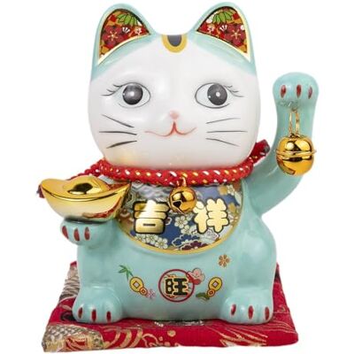 lachineuse – lyckokatt – den japanska maneki Neko 13,5 x 11 x 7,5 cm – blå – spargris – dekorationsobjekt – presentidé Japan Asien lachineuse – lyckokatt – den japanska maneki Neko 13,5 x 11 x 7,5 cm – blå – spargris – dekorationsobjekt – presentidé Japan Asien