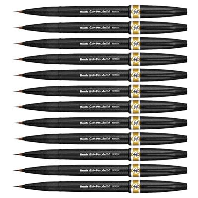 Pentel SESF30C-YX Extra fin penselspets, 12 stycken ockra Pentel SESF30C-YX Extra fin penselspets, 12 stycken ockra