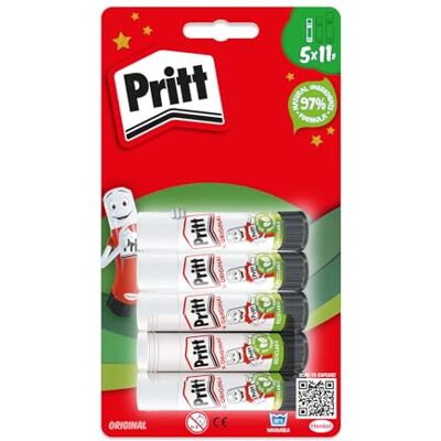 Pritt 1483489 Limstift, Vit, 11 g, Paket med 5 Pritt 1483489 Limstift, Vit, 11 g, Paket med 5