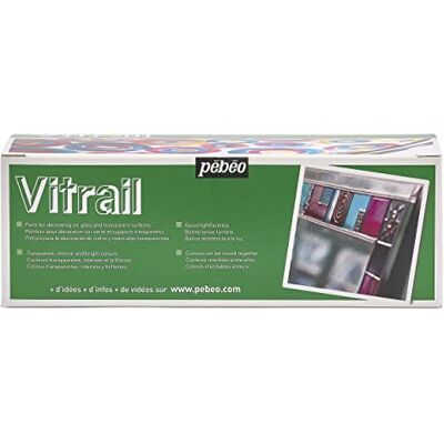 PEBEO 90000 45 ml Vitrail målat glas effekt glasfärgset kartong, låda med 10, blandade färger, vit PEBEO 90000 45 ml Vitrail målat glas effekt glasfärgset kartong, låda med 10, blandade färger, vit