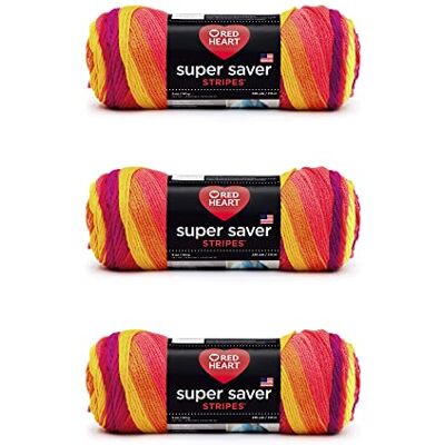 Red Heart Super Saver fruktigt randigt garn 3-pack med 141 g akryl 4 medium (kamgarn 236 meter stickning/virkning Red Heart Super Saver fruktigt randigt garn 3-pack med 141 g akryl 4 medium (kamgarn 236 meter stickning/virkning