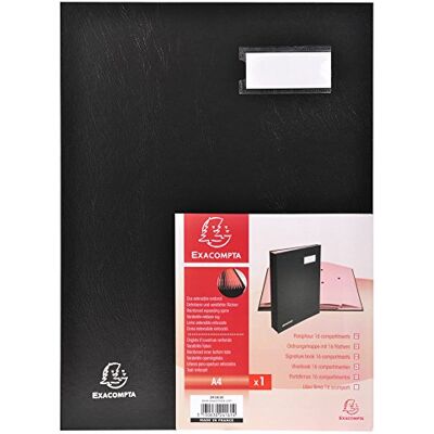 Exacompta Ref 24161E 1 dokumentmapp baksida i tyg med kilar etiketthållare laminerat omslag 16 rosa kortfack med 3 perforeringar storlek 24x32 cm färg svart Exacompta Ref 24161E 1 dokumentmapp baksida i tyg med kilar etiketthållare laminerat omslag 16 rosa kortfack med 3 perforeringar storlek 24x32 cm färg svart