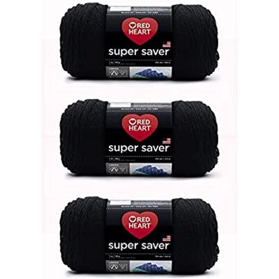 Red Heart Rött hjärta supersparpaket med 3 – svart – 198 g – akryl – 4 medium (kamrat) – 364 meter – stickning, virkning, hantverk och amigurumi Red Heart Rött hjärta supersparpaket med 3 – svart – 198 g – akryl – 4 medium (kamrat) – 364 meter – stickning, virkning, hantverk och amigurumi