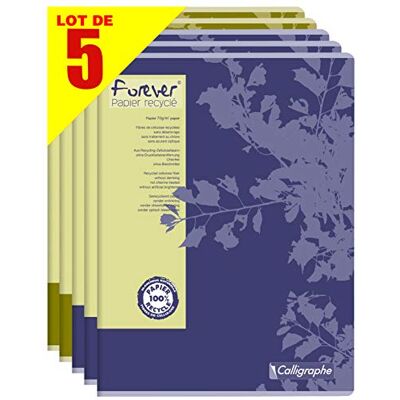 Calligraphe 17493AMZC Lot de 5 Cahiers Agrafés Forever (une Marque de Clairefontaine) 24x32 cm 96 Pages Grands Carreaux Papier 100% Recyclé 70 g Couvertures Recyclées Couleurs Aléatoires Calligraphe 17493AMZC Lot de 5 Cahiers Agrafés Forever (une Marque de Clairefontaine) 24x32 cm 96 Pages Grands Carreaux Papier 100% Recyclé 70 g Couvertures Recyclées Couleurs Aléatoires