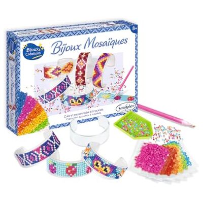 Sentosphère Mosaiksmycken kreativ låda för barn från 8 år skapat 6 plexiglasarmband med minimosaik och lackfinish 80005 Sentosphère Mosaiksmycken kreativ låda för barn från 8 år skapat 6 plexiglasarmband med minimosaik och lackfinish 80005