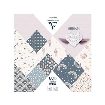 Clairefontaine 95356C 60 Feuilles de Papier Origami 70g/m², Format 15x15cm, 30 Motifs Colorés Assortis (2 feuilles par motif), Loisirs Créatifs Adultes et Enfants, Collection Little Love Clairefontaine 95356C 60 Feuilles de Papier Origami 70g/m², Format 15x15cm, 30 Motifs Colorés Assortis (2 feuilles par motif), Loisirs Créatifs Adultes et Enfants, Collection Little Love