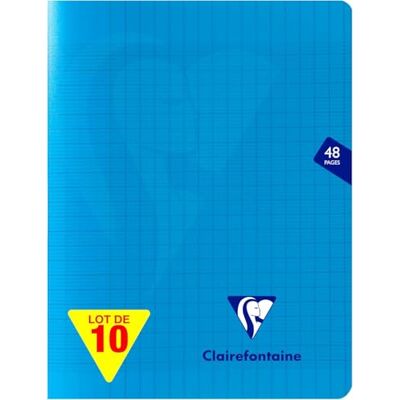 Clairefontaine 323751Cpack En uppsättning med 10 blå Mimesys häftade anteckningsböcker 17 x 22 cm 48 sidor stora plattor vitt papper 90 g polypro omslag Clairefontaine 323751Cpack En uppsättning med 10 blå Mimesys häftade anteckningsböcker 17 x 22 cm 48 sidor stora plattor vitt papper 90 g polypro omslag