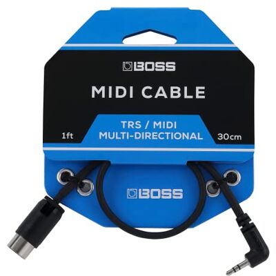Boss BMIDI-1-35 – 30 cm – Platsbesparande 3,5 mm TRS-till-MIDI-flervägskabel med fem stift – ger bästa anslutning för -pedaler Boss BMIDI-1-35 – 30 cm – Platsbesparande 3,5 mm TRS-till-MIDI-flervägskabel med fem stift – ger bästa anslutning för -pedaler