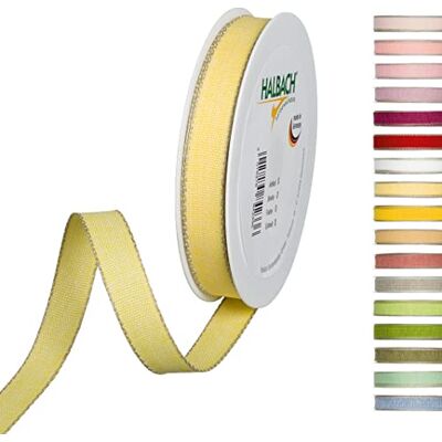 Halbach Sidenband dekorationsband med linnekanter bredd: 15 mm längd 20 m, presentband för utsmyckning hantverk eller design, gör-det-själv dekorband, färg: lemon/linne Halbach Sidenband dekorationsband med linnekanter bredd: 15 mm längd 20 m, presentband för utsmyckning hantverk eller design, gör-det-själv dekorband, färg: lemon/linne