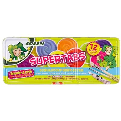 JOLLY Supertabs skoltäcksfärglåda, 12 metallfodral JOLLY Supertabs skoltäcksfärglåda, 12 metallfodral