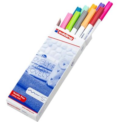 edding 4600 textilmarker – set med 10 färger – 10 penna – rund spets 1 mm – permanenta tygmarkers för att rita på textilier, tål maskintvätt i upp till 60 °C – märkpennor för text på tyg edding 4600 textilmarker – set med 10 färger – 10 penna – rund spets 1 mm – permanenta tygmarkers för att rita på textilier, tål maskintvätt i upp till 60 °C – märkpennor för text på tyg