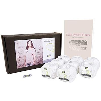 DesignEtte Lady Sybils vuxna stickningskit 100 procent merceriserad egyptisk bomull ull garn bollar och mönster i en uppsättning nybörjare starthantverk pack låda 50 g 127 m/5 lager ren vit 8, 2XL DesignEtte Lady Sybils vuxna stickningskit 100 procent merceriserad egyptisk bomull ull garn bollar och mönster i en uppsättning nybörjare starthantverk pack låda 50 g 127 m/5 lager ren vit 8, 2XL