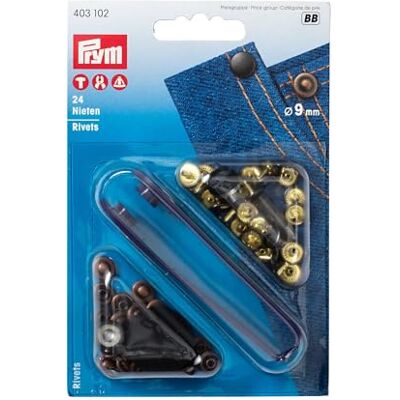 Prym 403102 Nitar Mässing Antika Gamla Koppar 24-Bitar, 9 mm Diameter, Svart Prym 403102 Nitar Mässing Antika Gamla Koppar 24-Bitar, 9 mm Diameter, Svart