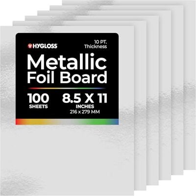 Hygloss Tavla av ark i silverfärgad metallisk folie, konst och hantverk, klassrumsaktiviteter och korttillverkning, 100-pack, 22 x 28 cm, 100 st. Hygloss Tavla av ark i silverfärgad metallisk folie, konst och hantverk, klassrumsaktiviteter och korttillverkning, 100-pack, 22 x 28 cm, 100 st.