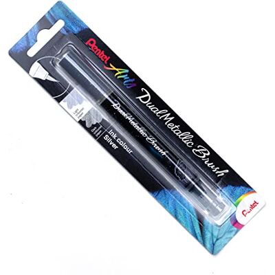 Pentel XGFH Dual Metallic Brush, borste med silverfärgat bläck + silvermetalliskt silver 1 st Pentel XGFH Dual Metallic Brush, borste med silverfärgat bläck + silvermetalliskt silver 1 st
