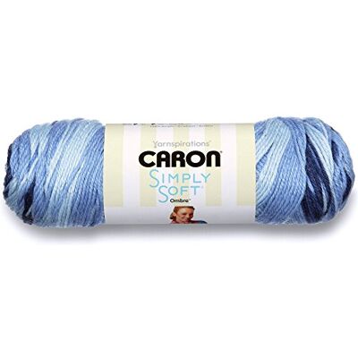 Caron Simply Soft Ombre Garn - Avocado med Blue Jeans-övergång Caron Simply Soft Ombre Garn - Avocado med Blue Jeans-övergång