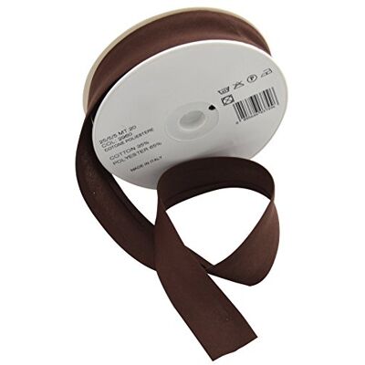 Inastri 25/5/5 mm Bias Binding-Col. 2960-BROWN-20 m rulle, polybomull, brun Inastri 25/5/5 mm Bias Binding-Col. 2960-BROWN-20 m rulle, polybomull, brun