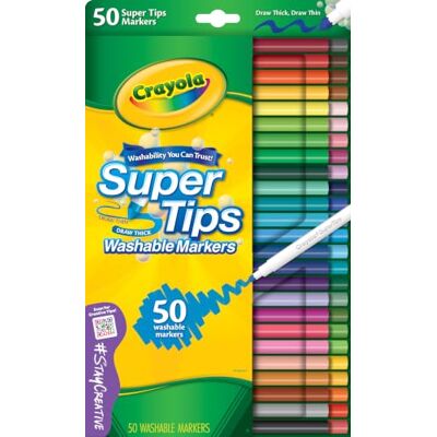 CRAYOLA SuperTips Tvättbara markers med konspets, 50 unika färger, perfekta för kreativt skapande, handlettering och bullet journaling, 7555 CRAYOLA SuperTips Tvättbara markers med konspets, 50 unika färger, perfekta för kreativt skapande, handlettering och bullet journaling, 7555