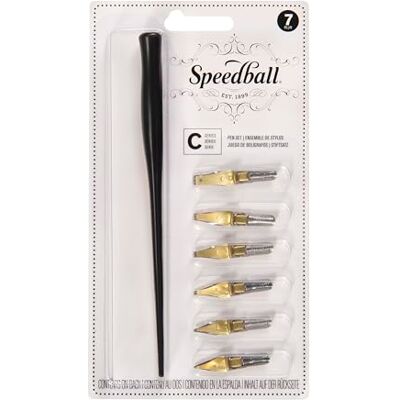 Speedball C-stil pennset – 1 pennhållare med 6 spetsar Speedball C-stil pennset – 1 pennhållare med 6 spetsar
