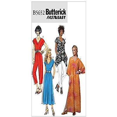 Butterick Patterns B5652 Storlek ZZ Large – Extra Large – XXL damlinne, klänning, kaftan, jumpsuit och byxor, 1-pack, vit Butterick Patterns B5652 Storlek ZZ Large – Extra Large – XXL damlinne, klänning, kaftan, jumpsuit och byxor, 1-pack, vit