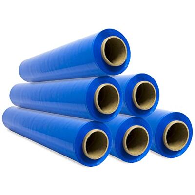 OFITURIA Elastisk förpackningsfilm, blå plastfilm för förpackning, plastrulle transport- och flyttskydd, rulle 50 cm och upp till 400 m töjbar offituria (blå, 6 stycken) OFITURIA Elastisk förpackningsfilm, blå plastfilm för förpackning, plastrulle transport- och flyttskydd, rulle 50 cm och upp till 400 m töjbar offituria (blå, 6 stycken)