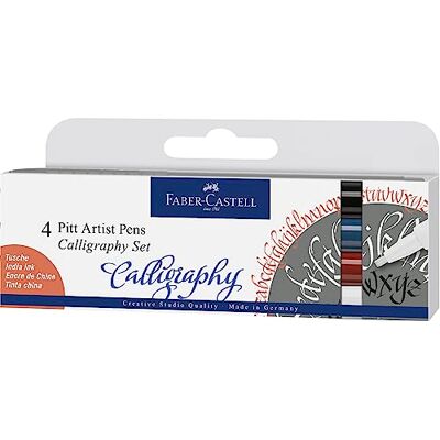 Faber-Castell Tuschestift Pitt Konstnärlig penna Kalligrafi set Etui med 4 st., röd svart flerfärgad Faber-Castell Tuschestift Pitt Konstnärlig penna Kalligrafi set Etui med 4 st., röd svart flerfärgad