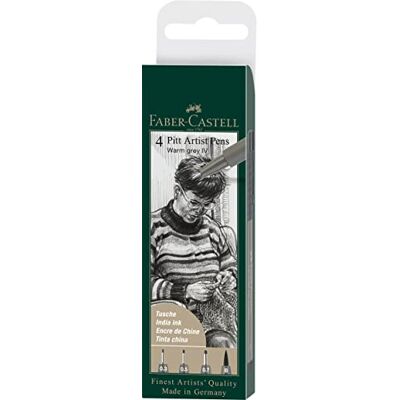 Faber-Castell 167169 – bläckpenna Pitt Artist Pen, färg 273, varmgrå IV, S, F, M, B, fodral med 4 Faber-Castell 167169 – bläckpenna Pitt Artist Pen, färg 273, varmgrå IV, S, F, M, B, fodral med 4
