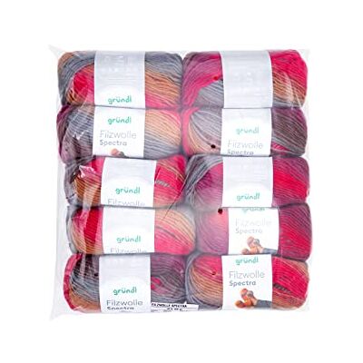 120 Gründl Spectra ull filttyg (OEKO-TEX certifierad, 100% ny ull för filtning, 100 g/100 m, 10 nystan á 100 g), cabernet flerfärgad 120 Gründl Spectra ull filttyg (OEKO-TEX certifierad, 100% ny ull för filtning, 100 g/100 m, 10 nystan á 100 g), cabernet flerfärgad