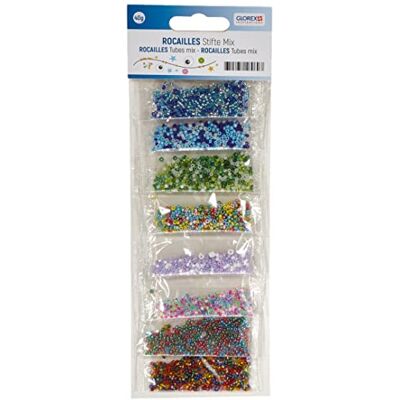 Glorex 6 1630 166 – Rocailles Mix färgglad, vacker pärlblandning i olika färger, 40 g, 8 färger individuellt förpackad, för att designa smycken, pärldjur och andra tillbehör Glorex 6 1630 166 – Rocailles Mix färgglad, vacker pärlblandning i olika färger, 40 g, 8 färger individuellt förpackad, för att designa smycken, pärldjur och andra tillbehör