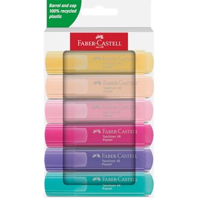 Faber-Castell 251656 – överstrykningspenna set 46, 6 pastellöverstrykningspenna med hållbar kilspets, linjebredd 1–5 mm, påfyllningsbar Mjuka pastellfärgade markörer med kilspets för markeringar från 1 till 5 mm Faber-Castell 251656 – överstrykningspenna set 46, 6 pastellöverstrykningspenna med hållbar kilspets, linjebredd 1–5 mm, påfyllningsbar Mjuka pastellfärgade markörer med kilspets för markeringar från 1 till 5 mm
