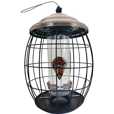 Dehner Natura Premium foderdispenser Positano, foderstation för små vilda fåglar, foderstation väderbeständig/hängande, inkl. 4 sittstänger, ca Ø 21,5, höjd 35,5 cm, metall, grå Dehner Natura Premium foderdispenser Positano, foderstation för små vilda fåglar, foderstation väderbeständig/hängande, inkl. 4 sittstänger, ca Ø 21,5, höjd 35,5 cm, metall, grå