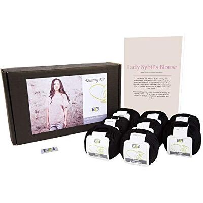 DesignEtte Lady Sybils vuxna stickningskit 100 procent merceriserad egyptisk bomull ull garn bollar och mönster i en uppsättning nybörjare starthantverk pack låda 50 g 127 m/5 lager svart 7, L DesignEtte Lady Sybils vuxna stickningskit 100 procent merceriserad egyptisk bomull ull garn bollar och mönster i en uppsättning nybörjare starthantverk pack låda 50 g 127 m/5 lager svart 7, L
